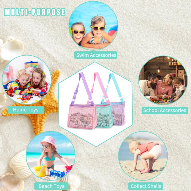 Kid Beach Bag Toy Storage Seashell Net Bag Swimming Pool Organizer Bag