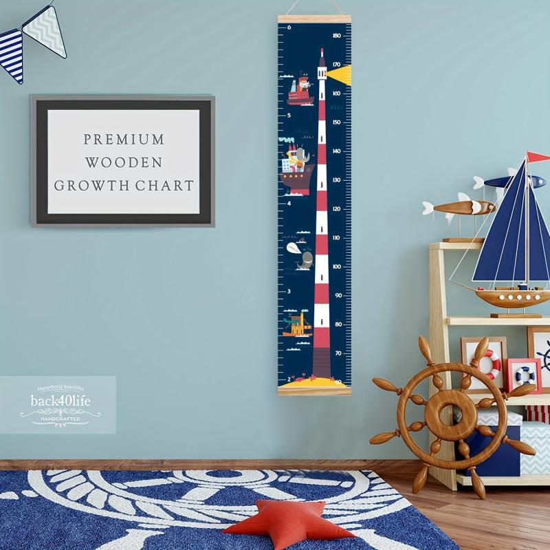 Light House Growth Chart Canvas Wall Hanging for Bedroom