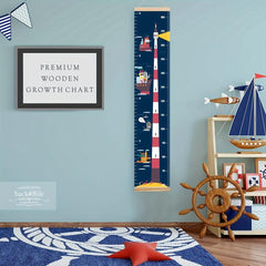 Light House Growth Chart Canvas Wall Hanging for Bedroom