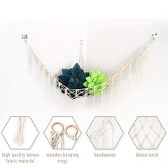 Stuffed Toy Net And Hammock Bohemian Wall Corner Hammock Organizer