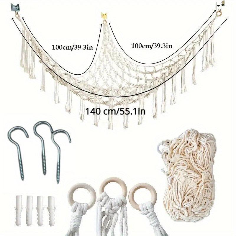 Stuffed Toy Net And Hammock Bohemian Wall Corner Hammock Organizer