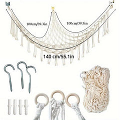 Stuffed Toy Net And Hammock Bohemian Wall Corner Hammock Organizer