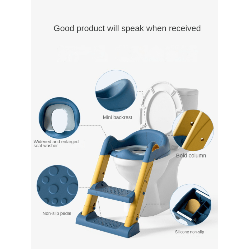 Foldable Kids Potty Training Toilet Seat with Step Stool & Cushion