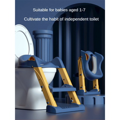 Foldable Kids Potty Training Toilet Seat with Step Stool & Cushion