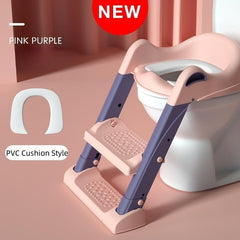 Foldable Kids Potty Training Toilet Seat with Step Stool & Cushion