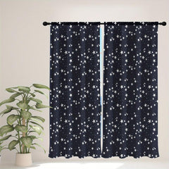 2pcs Stars Space Rocket Spaceship Printed Curtains For Bedroom