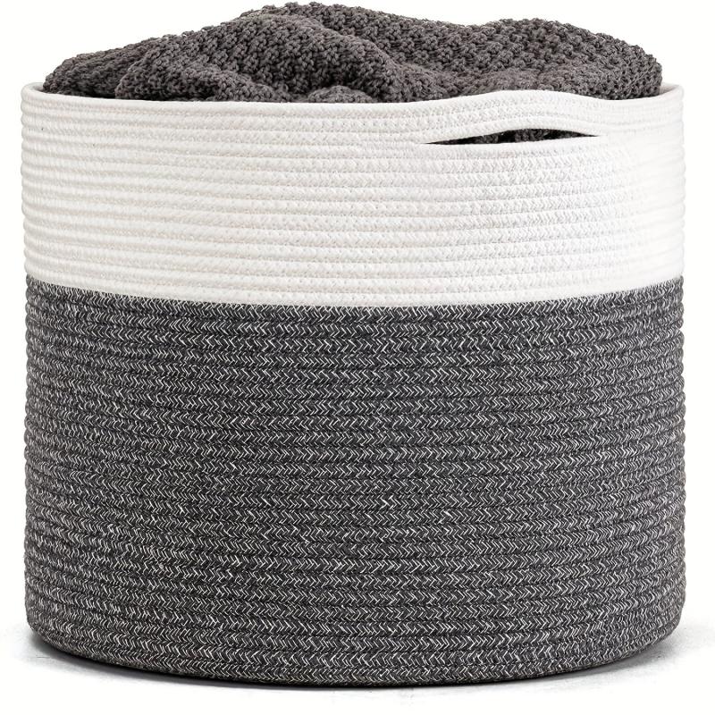 Large Rope Woven Basket 40X40X35cm Baby Laundry Blanket Storage Organizer