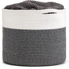 Large Rope Woven Basket 40X40X35cm Baby Laundry Blanket Storage Organizer