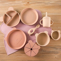 Silicone Tableware Set for Kids - Dinner Plate Divider and Baby Dinner Plate