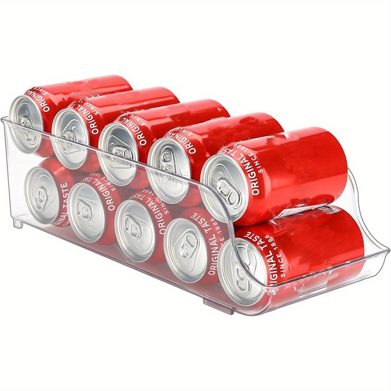 Clear Plastic Fridge Organizer with Soda Can Dispenser