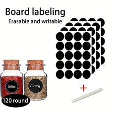 Waterproof Spice Label Stickers with Pen 120pcs Round Seasoning Bottle Stickers
