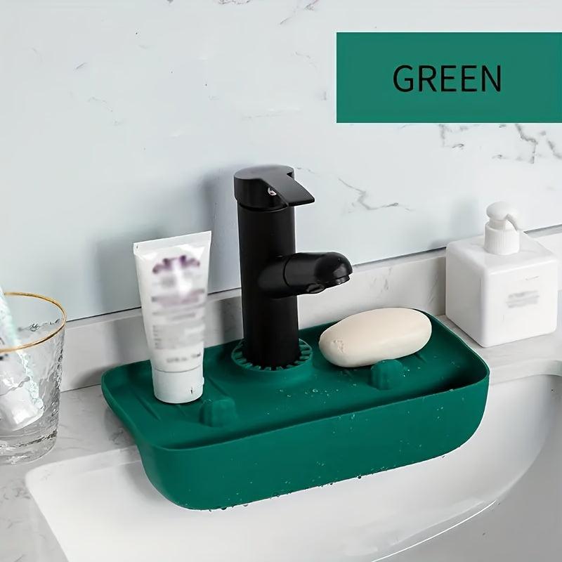 Sink Faucet Splash Guard & Drain Rack Silicone Kitchen Sink Water Collection Pad