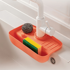 Sink Faucet Splash Guard & Drain Rack Silicone Kitchen Sink Water Collection Pad