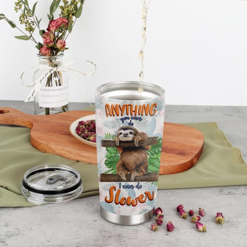 Sloth Tumbler With Straw: I Can Do Slower Sloth