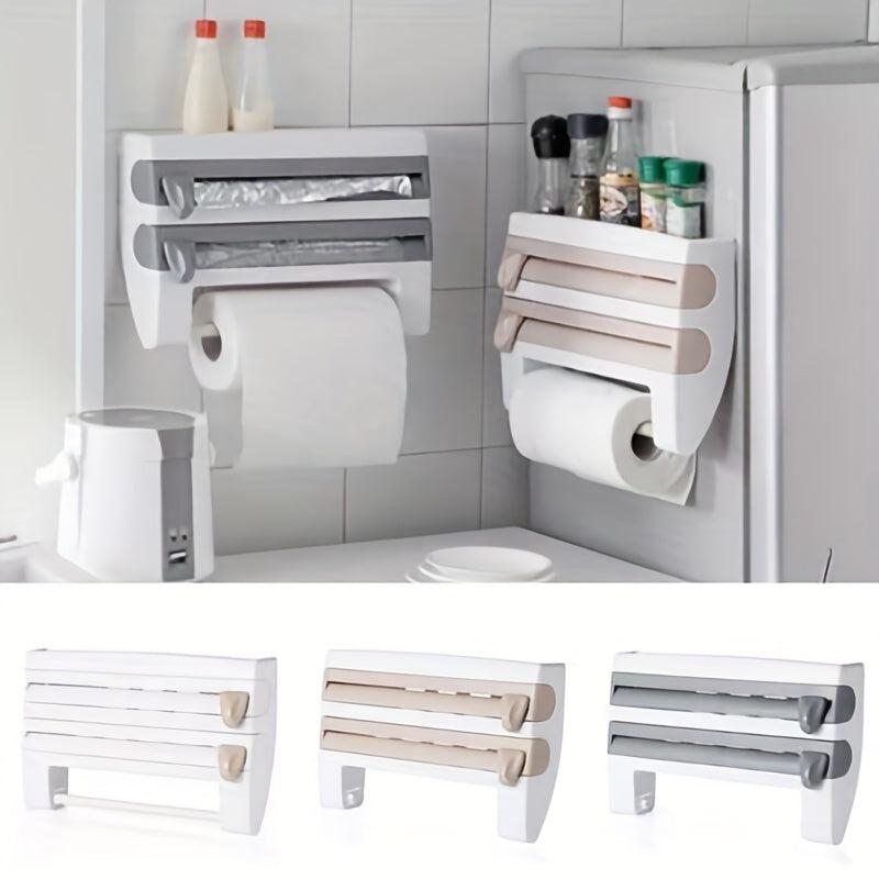 3-in-1 Kitchen Roll Dispenser with Cutter for Smooth Cutting Edges