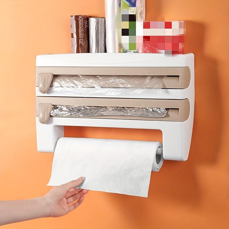 3-in-1 Kitchen Roll Dispenser with Cutter for Smooth Cutting Edges
