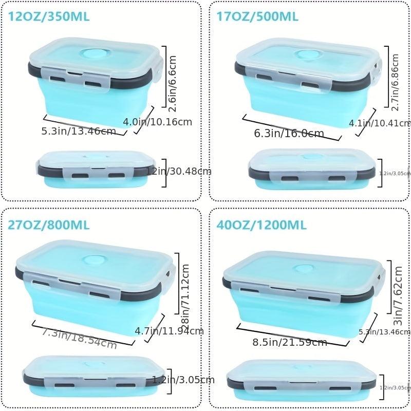 4pcs Collapsible Silicone Lunch Box Leakproof Microwave Freezer Safe