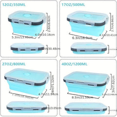 4pcs Collapsible Silicone Lunch Box Leakproof Microwave Freezer Safe