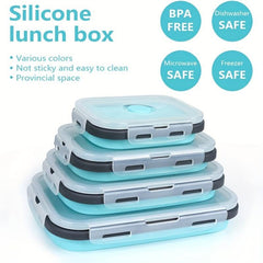 4pcs Collapsible Silicone Lunch Box Leakproof Microwave Freezer Safe