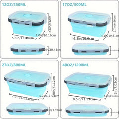 4pcs Collapsible Silicone Lunch Box Leakproof Microwave Freezer Safe