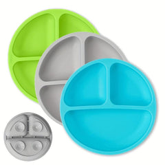 Set of 3 Silicone Toddler Plates with Suction