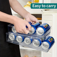Double Layer Soda Can Dispenser Beverage Rack Clear Plastic Canned Food Storage