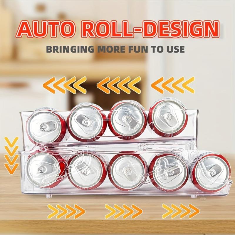 Double Layer Soda Can Dispenser Beverage Rack Clear Plastic Canned Food Storage