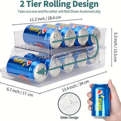 Double Layer Soda Can Dispenser Beverage Rack Clear Plastic Canned Food Storage