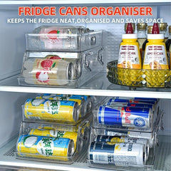 Double Layer Soda Can Dispenser Beverage Rack Clear Plastic Canned Food Storage