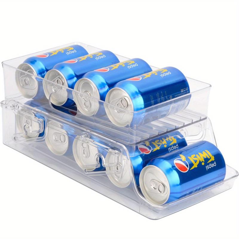 Double Layer Soda Can Dispenser Beverage Rack Clear Plastic Canned Food Storage