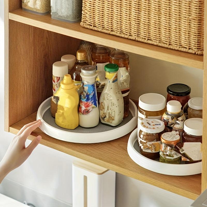 1pc Rotating Seasoning Rack Countertop Salt Soy Sauce Bottle Jar Organizer