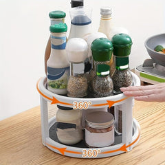 1pc Rotating Seasoning Rack Countertop Salt Soy Sauce Bottle Jar Organizer