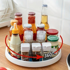 1pc Rotating Seasoning Rack Countertop Salt Soy Sauce Bottle Jar Organizer