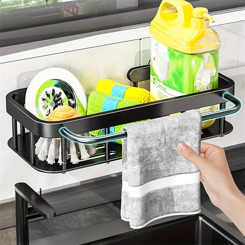 Wall-mounted Kitchen Storage Rack with Drain Basket
