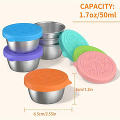 Leakproof Stainless Salad Dressing Containers w/ Silicone Lids - Reusable