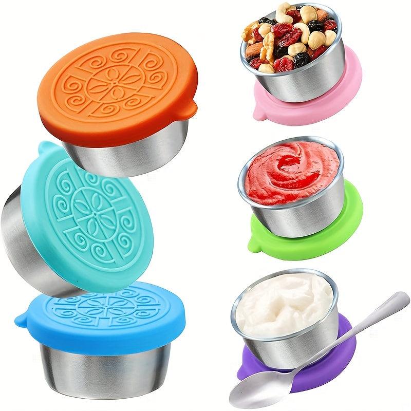 Leakproof Stainless Salad Dressing Containers w/ Silicone Lids - Reusable