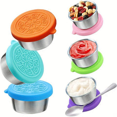 Leakproof Stainless Salad Dressing Containers w/ Silicone Lids - Reusable