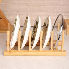 Bamboo Dish Plate Racks Holder Kitchen Organizer