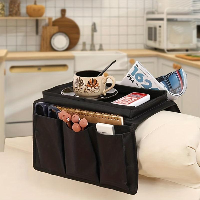 Sofa Armrest Organizer With Cup Holder Tray Arm TV Remote Holder