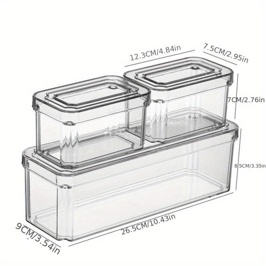 10pc Clear Fridge Organizer with Lid - Stackable Egg and Veg Container