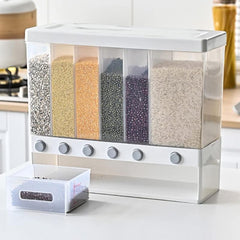 Rice Dispenser 26LB Drum 6 Grids Dry Food Grain Storage Box
