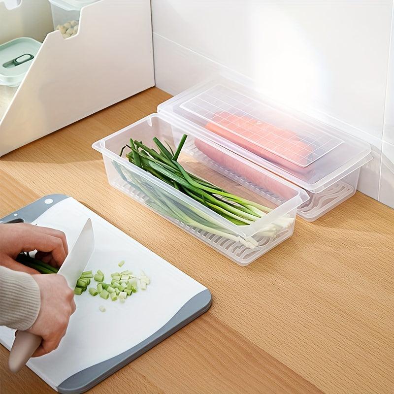 1pc Food Drain Box With Draining Pad Thickened Transparent Fresh Keeping Box