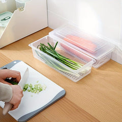 1pc Food Drain Box With Draining Pad Thickened Transparent Fresh Keeping Box