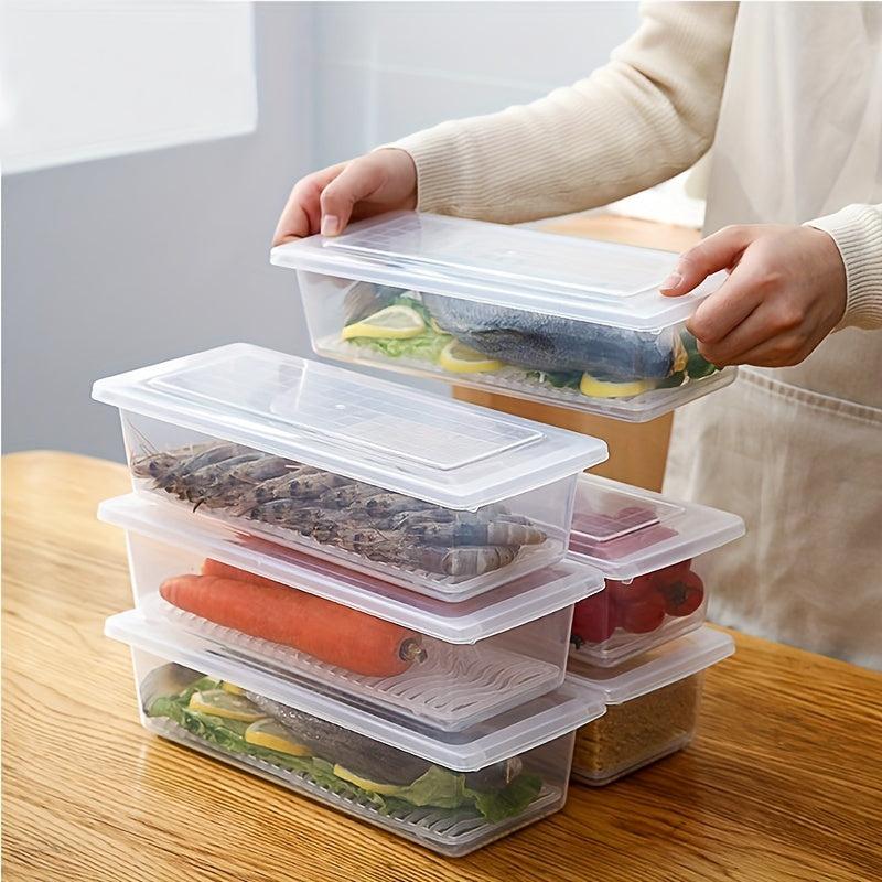 1pc Food Drain Box With Draining Pad Thickened Transparent Fresh Keeping Box