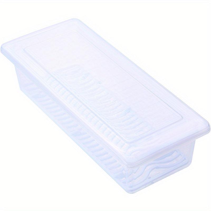 1pc Food Drain Box With Draining Pad Thickened Transparent Fresh Keeping Box