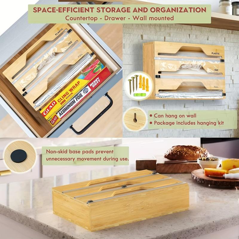 Bamboo Drawer Organizer Storage Box for Kitchen