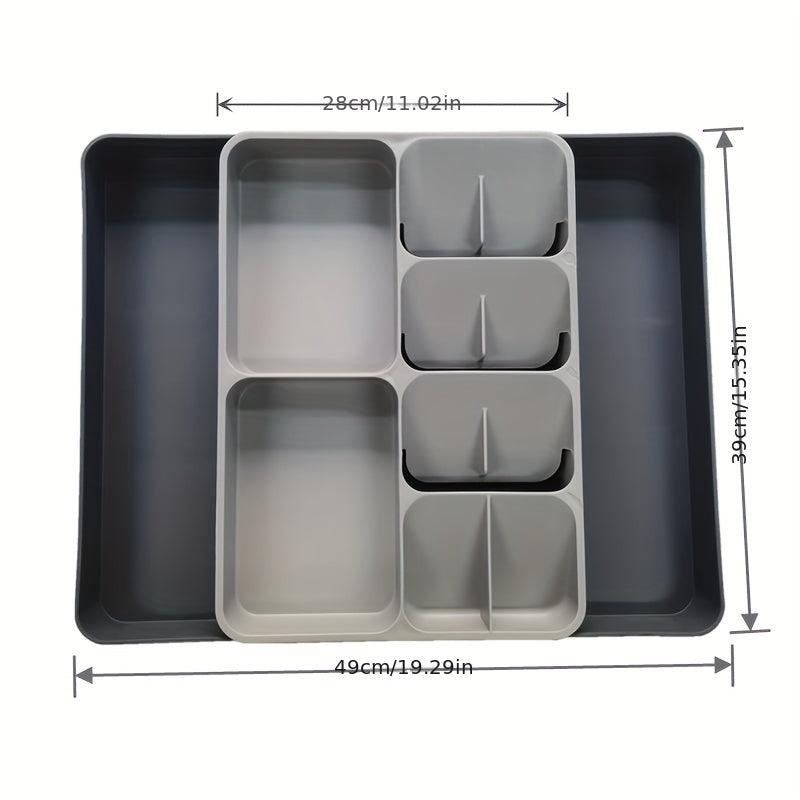 1pc Drawer Silverware Organizer Plastic Expandable Utensil Tray Adjustable