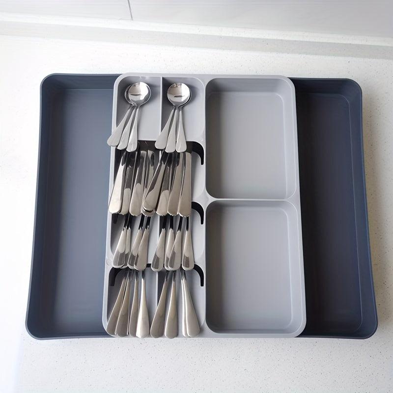 1pc Drawer Silverware Organizer Plastic Expandable Utensil Tray Adjustable