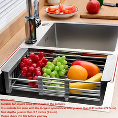 Telescopic Kitchen Sink Drain Basket Drying Rack for Tableware Fruit Vegetable