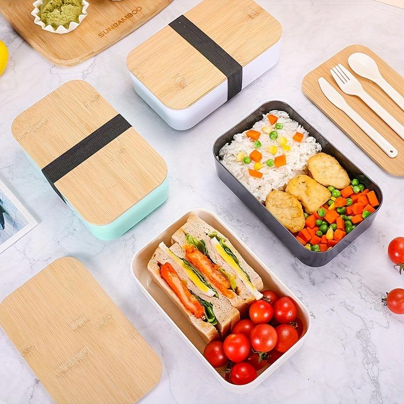 Japanese Style Lunch Box Bamboo Lid Bento Box Leakproof Food Container